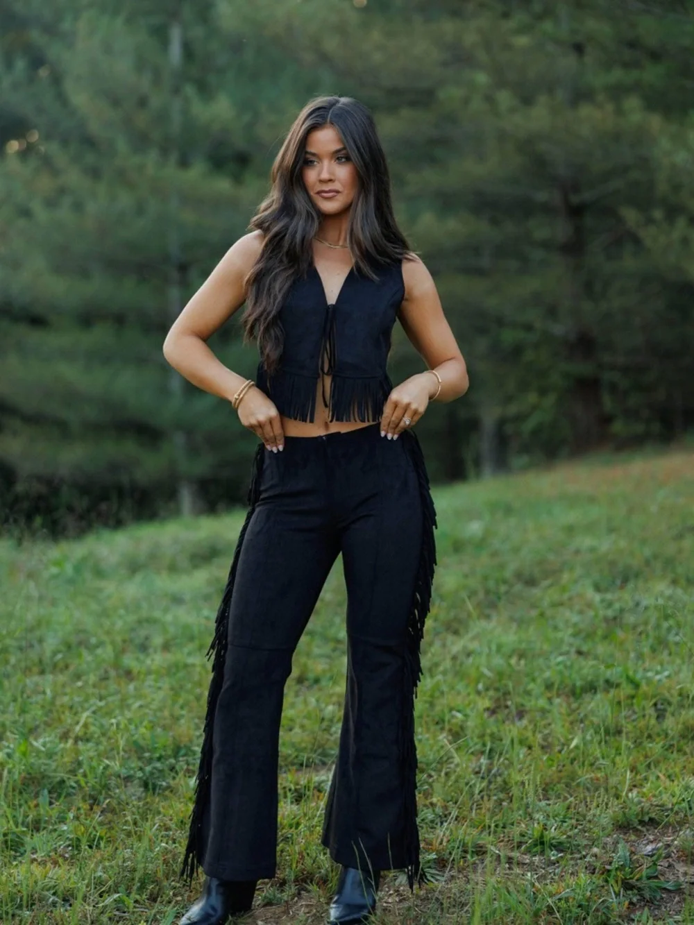 Forever 21 Boho Chic Black Fringe Vest - Picture 4 of 4